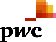 Schwarze Buchstaben p w c und orangene Farbkästen